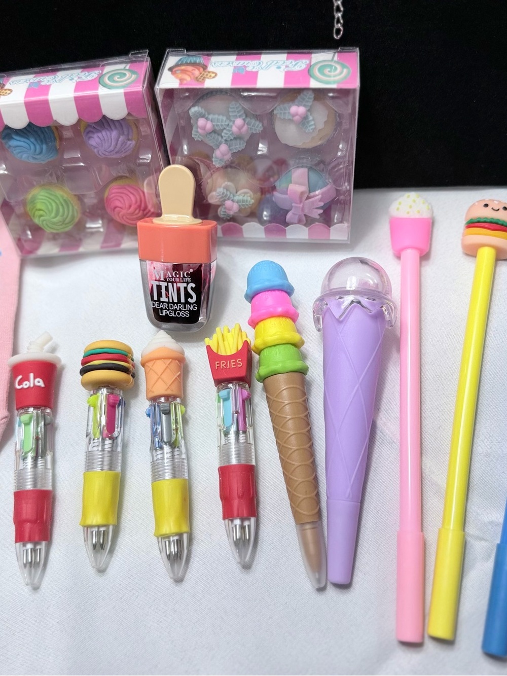 25-Piece Junk Food Themed Mixed Lot Fun Foodie Bundle Pens Erasers Socks Jewelry - Picture 6 of 12